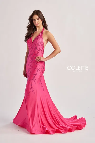 Colette By Daphne Cl8455 Long Ruched Mermaid Formal Prom Dress In Pink