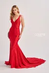Colette By Daphne Cl8475 Long Mermaid Formal Prom Dress In Red