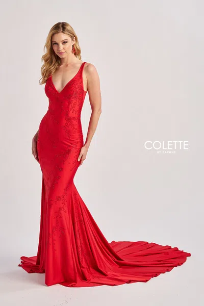 Colette By Daphne Cl8475 Long Mermaid Formal Prom Dress In Red