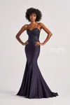 Colette By Daphne Cl8515 Long Mermaid Formal Beaded Prom Dress In Blue
