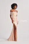 Colette By Daphne Cl8530 Long Formal Beaded Floral Applique Prom Dress In Pink