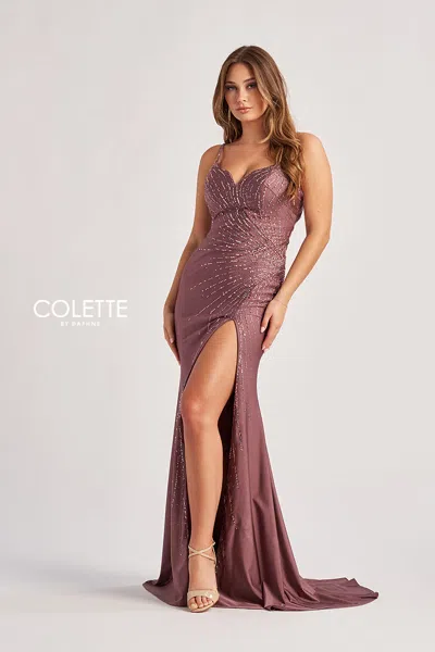 Colette By Daphne Cl8555 Long Fitted Slit Formal Mermaid Prom Dress In Pink