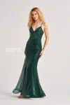 Colette By Daphne Cl8585 Metallic Long Mermaid Sequin Prom Dress In Green