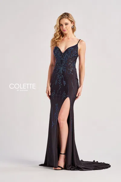 Colette By Daphne Cl8620 Long Mermaid Fit Formal Beaded Prom Dress In Black