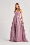 Colette By Daphne Cl8625 A Line Long Formal Glitter Prom Dress In Gray