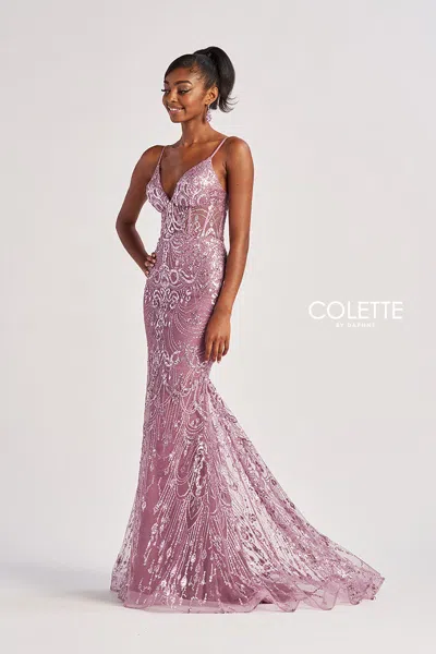 Colette By Daphne Cl8630 Formal Long Mermaid Glitter Corset Prom Dress In Gray