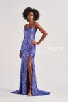 Colette By Daphne Cl8680 Long Sequin Mermaid Formal Prom Dress In Purple