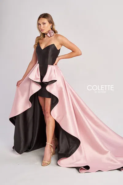 Colette By Daphne Cl8695 High Low Formal Two Toned Overskirt Prom Dress In Pink