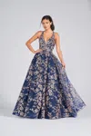 Colette By Daphne Colette Cl12223 Formal Prom Floral Long Dress In Brown
