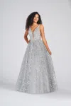 Colette By Daphne Colette Cl12237 Formal Prom Sequin Long Ball Gown In Silver