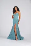 Colette By Daphne Colette Cl12269 Sequin Formal Long Fitted Prom Dress In Green