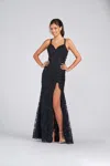 Colette By Daphne Colette Cl12280 Fitted Long Formal Sequin Prom Dress In Brown