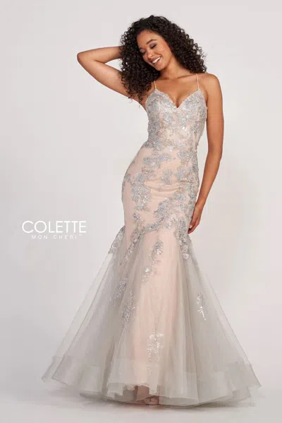 Colette By Daphne Colette Cl2004 Glitter Formal Mermaid Prom Long Dress In White