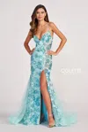 Colette By Daphne Colette Cl2013 Formal Mermaid Long Prom Sequin Dress In Blue