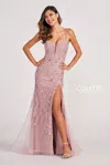 Colette By Daphne Colette Cl2015 Beaded Formal Applique Long Prom Dress In Pink