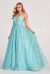 Colette By Daphne Colette Cl2016 Prom Long Formal Glitter Ball Gown In Blue