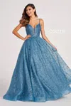 Colette By Daphne Colette Cl2018 Prom Long Glitter Formal Ball Gown In Blue