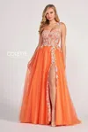 Colette By Daphne Colette Cl2020 Glitter Prom Applique Long Formal Ball Gown In Orange