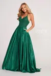 Colette By Daphne Colette Cl2033 Beaded Prom Long Pockets Formal Dress In Green