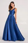 Colette By Daphne Colette Cl2034 Prom Long Beaded Waistband Formal Dress In Blue