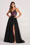 Colette By Daphne Colette Cl2039 Floral Sequin Prom Glitter Formal Long Dress In Multi