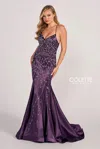 Colette By Daphne Colette Cl2043 Prom Cut Out Formal Mermaid Long Dress In Purple