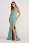 Colette By Daphne Colette Cl2052 Fitted Prom Long Keyhole Back Formal Dress In Green