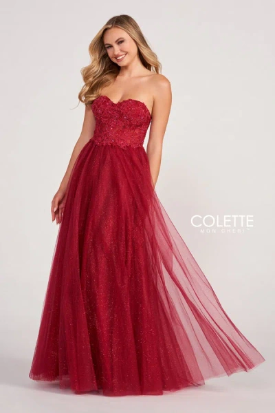Colette By Daphne Colette Cl2083 Formal Glitter Prom Long Dress In Burgundy