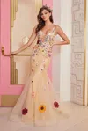 Colette By Daphne Colette Cl2085 Floral Applique Formal Mermaid Prom Long Dress