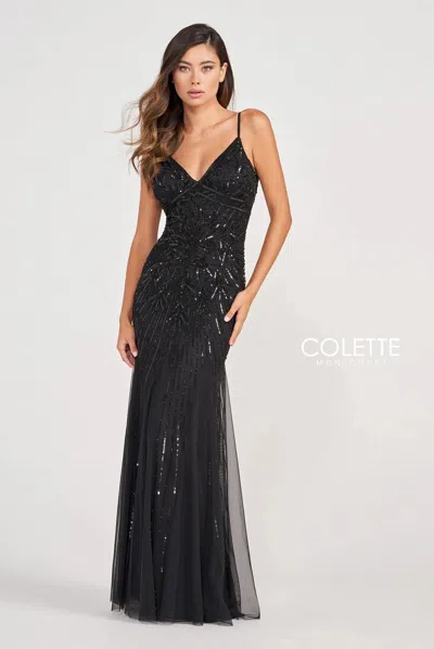 Colette By Daphne Colette Cl2087 Prom Long Formal Beaded Dress In Black