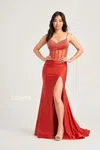 Colette By Daphne Colette Cl5104 Long Formal Fitted Prom Dress In Red