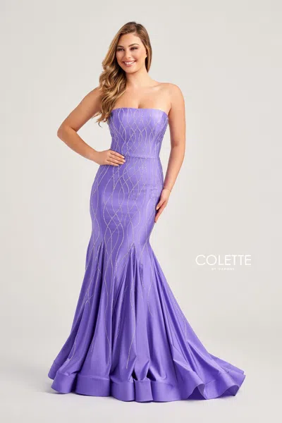 Colette By Daphne Colette Cl5106 Fitted Prom Long Formal Mermaid Dress In Purple