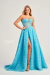 Colette By Daphne Colette Cl5114 Prom Long Fingerless Gloves Formal Ball Gown In Blue
