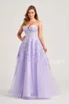 Colette By Daphne Colette Cl5136 Glitter Long Formal Sequin Prom Dress In Purple