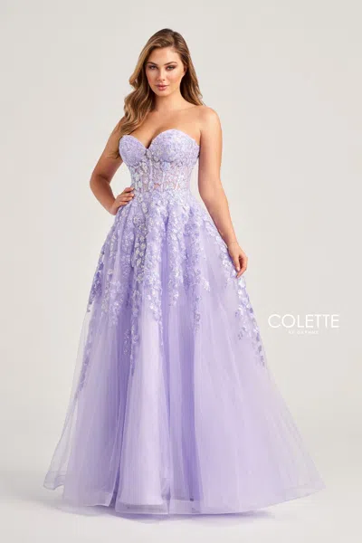 Colette By Daphne Colette Cl5136 Glitter Long Formal Sequin Prom Dress In Purple