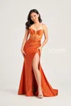 Colette By Daphne Colette Cl5140 Boned Long Formal Mermaid Prom Dress In Brown