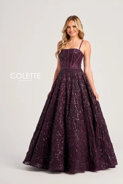 Colette By Daphne Colette Cl5141 Sequin Long Formal Prom Ball Gown In Purple