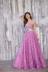 Colette By Daphne Colette Cl5153 Long Formal Glitter Prom Ball Gown In Purple