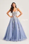 Colette By Daphne Colette Cl5165 Glitter Prom Long Applique Formal Dress In Blue