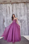 Colette By Daphne Colette Cl5193 Formal Glitter Long Prom Ball Gown In Purple