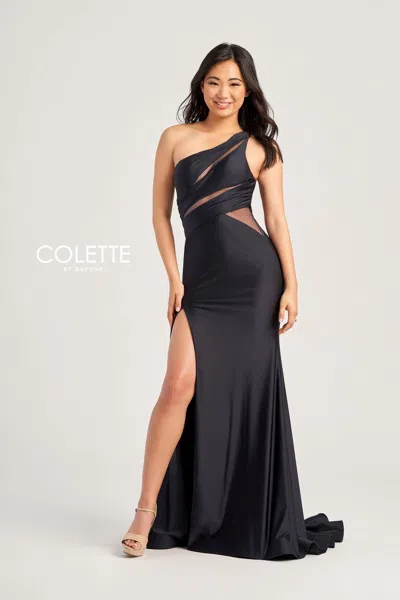 Colette By Daphne Colette Cl5207 Long Formal Mermaid Prom Dress In Black