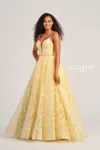 Colette By Daphne Colette Cl5233 Long Glitter Formal Prom Dress In Yellow