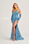 Colette By Daphne Colette Cl5264 Sequin Long Formal Mermaid Prom Dress In Blue