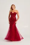 Colette By Daphne Colette Cl5274 Sequin Long Prom Formal Mermaid Dress In Red