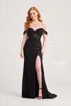 Colette By Daphne Colette Cl5276 Long Prom Beaded Formal Mermaid Dress In Black
