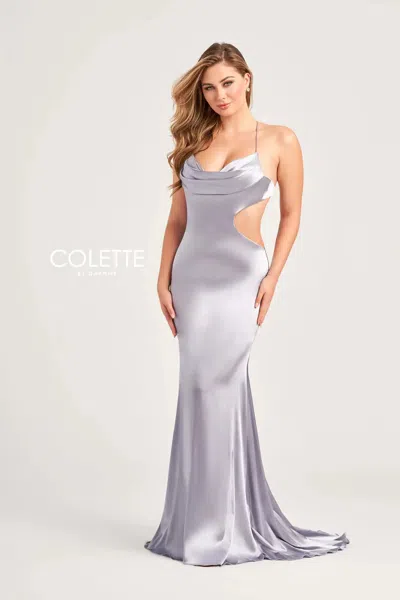 Colette By Daphne Colette Cl5282 Long Prom Mermaid Formal Dress In Silver