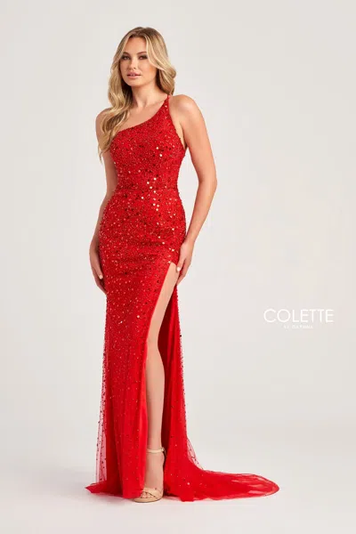 Colette By Daphne Colette Cl5292 Beaded Prom Long Formal Dress In Red