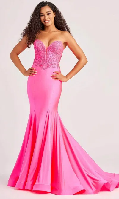 Colette By Mon Cheri Beaded Sweetheart Prom Dress In Pink