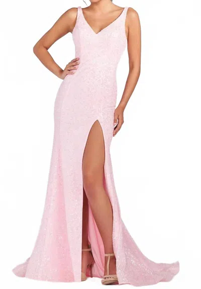 Colette By Mon Cheri Sequins And Glitter Stretch Prom Dress In Pink