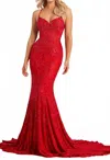 Colette By Mon Cheri Sweetheart Lace Mermaid Gown In Red